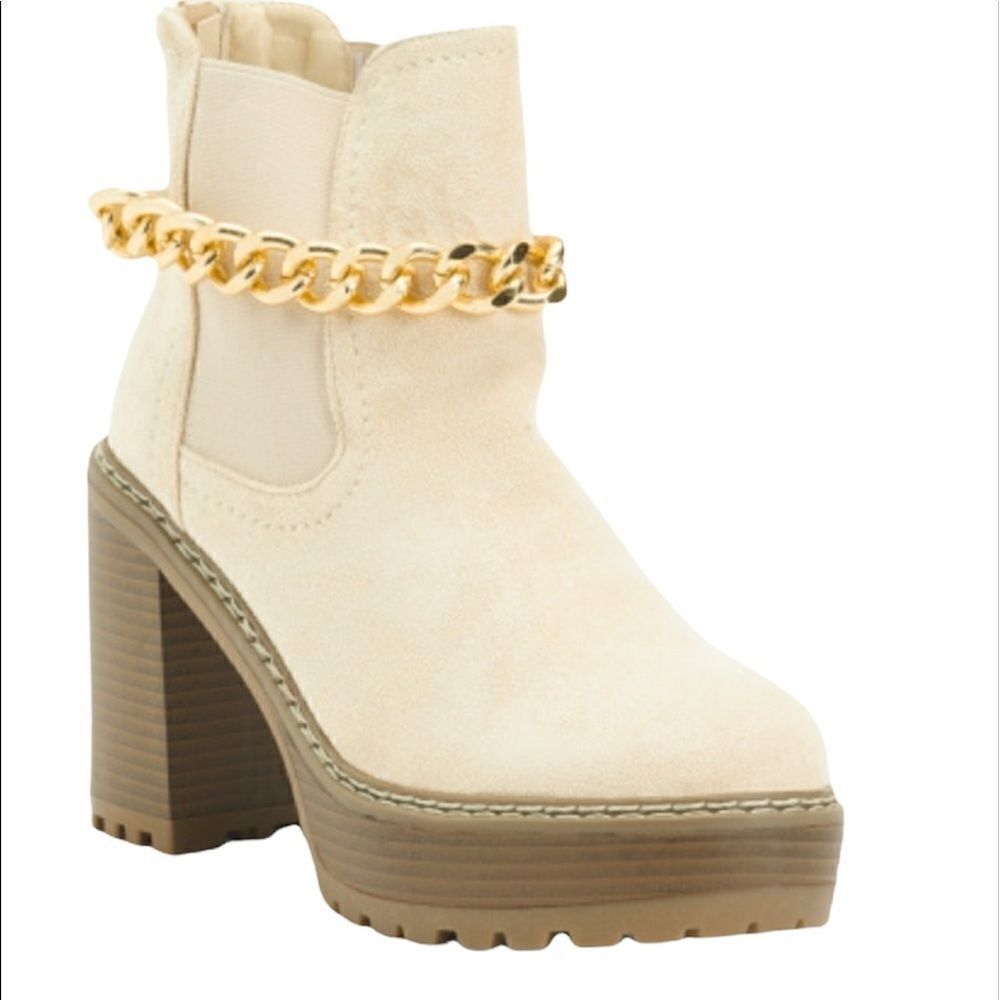 Olivia Miller chunky chain heel lug boots